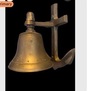 vintage small  60s brass wall bell with anchor hanger tiki bar /dinner bell